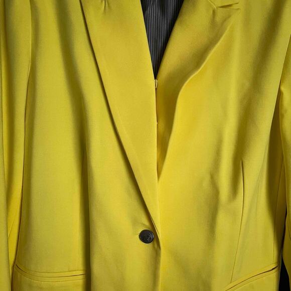 Women's Neiman Marcus Notch Lapel Single-Breasted Blazer Bright Yellow Size XL - Picture 2 of 7
